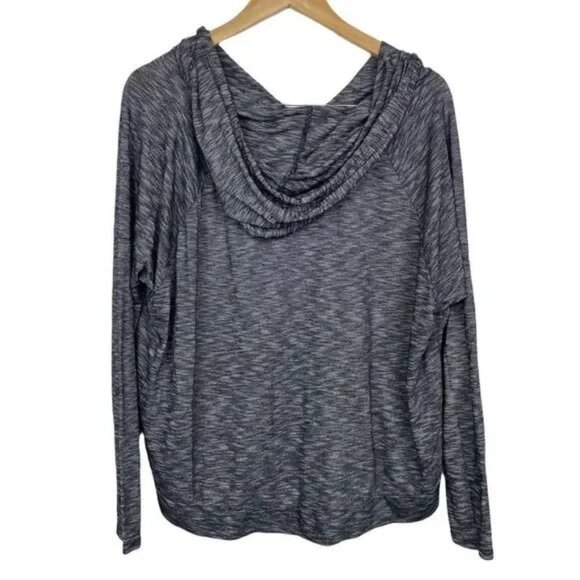 HOLLISTER WOMEN'S HIGH LOW GRAY HEATHERED CROPPED HOODIE SWEATSHIRT SIZE M/L - Picture 2 of 8